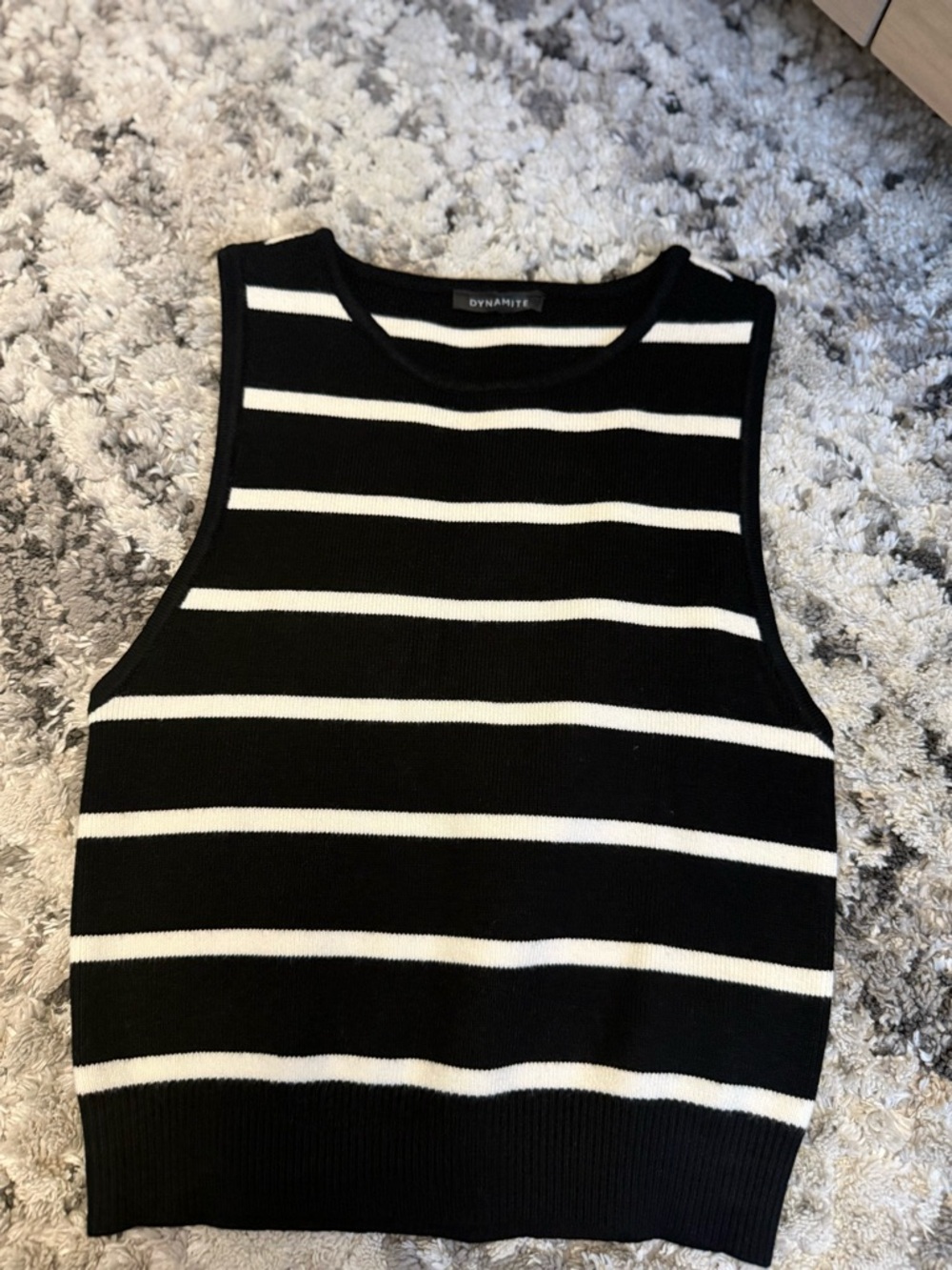 Dynamite Black & White Striped Ribbed Tank